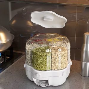 🌟 Multi-Compartment Rotating Food Dispenser – 10L
